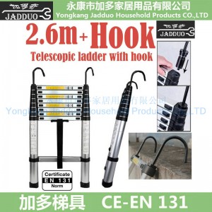2.6m Single Telescopic ladder with hook