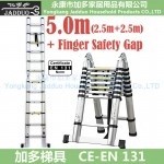 5m 2 in 1 telescopic ladder with Finger Safety Gap