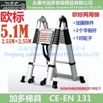 5.1m 2 in 1 telescopic ladder with 2 Balance bar/Reinforcing Iron Castings