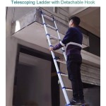 Blue telescopic ladder with hook