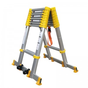 Yellow Double telescopic ladder