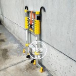 Yellow telescopic ladder with hook