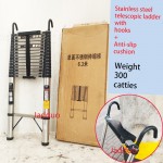 Stainless steel telescopic ladder with hooks+Anti-slip cushion 
