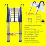 Single Blue Telescopic Ladder with Hook