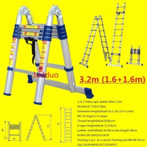 2 IN 1 Multipurpose Blue Telescopic Ladder