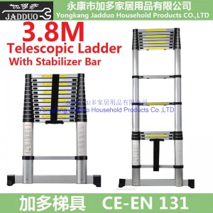 3.8m Telescopic ladder with Stabilizer Bars